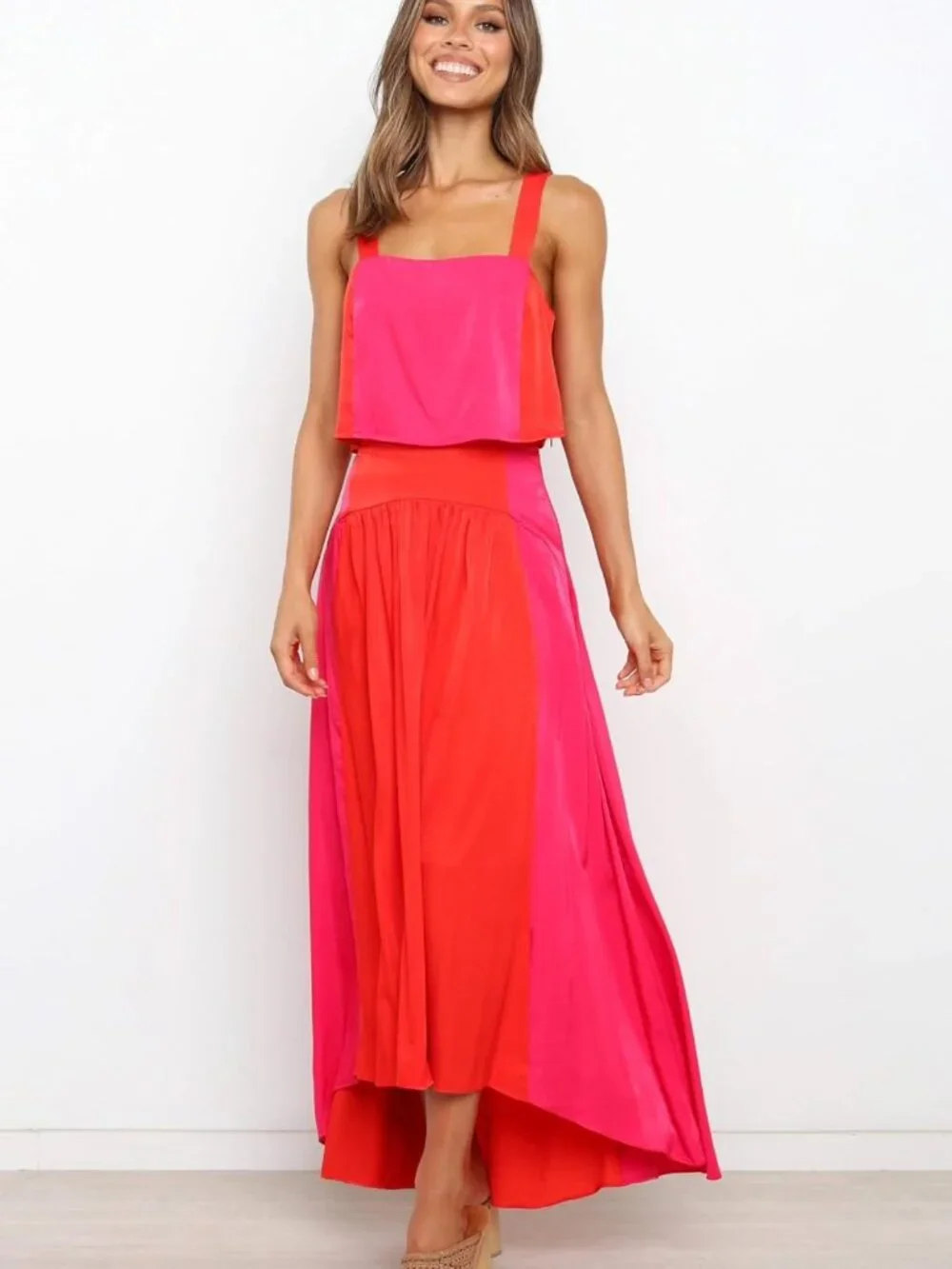 Petal & Pup Lula Color Block Two Piece Skirt Set with Cropped Tank, Sz. M